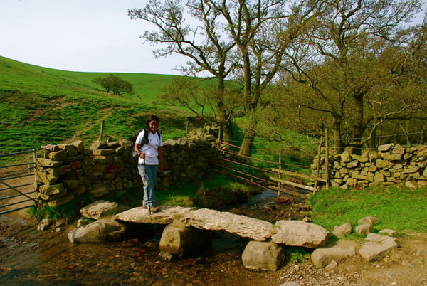 Old clapper bridge over Great Rundale Beck. Pennine Way, Cumbria