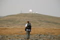 Steve on his way to see the world's largest golf ball (can be seen in the distance). Knock Fell. Pennine Way, Cumbria