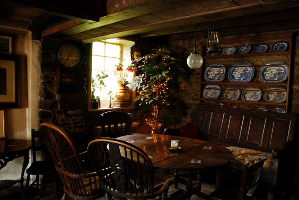 Inside the 700 year old Green Dragon Inn. Hardraw. Pennine Way, Yorkshire