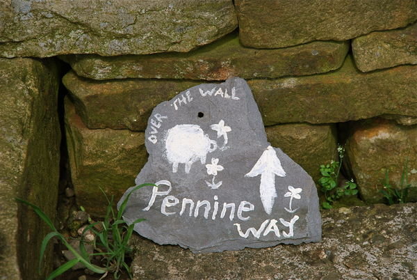 Home-made Pennine Way sign...which interestingly leads through to someone's garden. Pennine Way, Northumberland