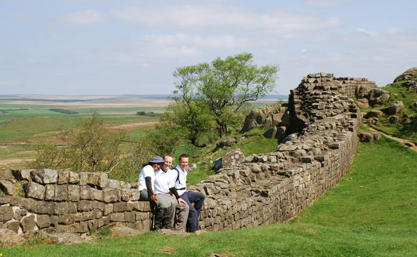Hooray! Our first encounter with Hadrian's Wall. Pennine Way, Northumberland