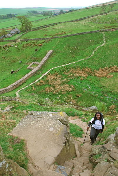 There are lots of ascents and descents along Hadrian's Wall. Pennine Way, Northumberland
