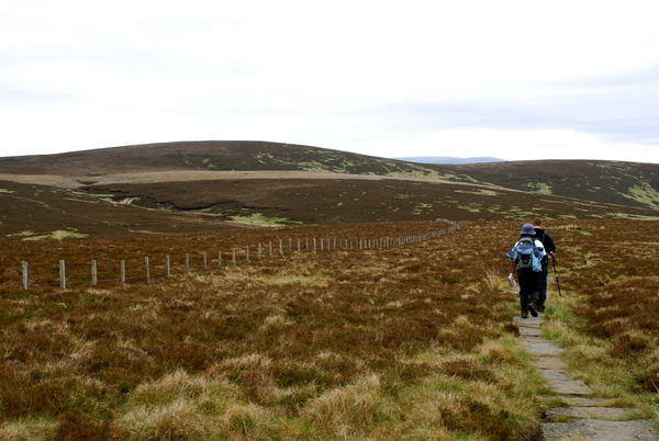 Malcolm leads the way across the open moor. Pennine Way, Northumberland