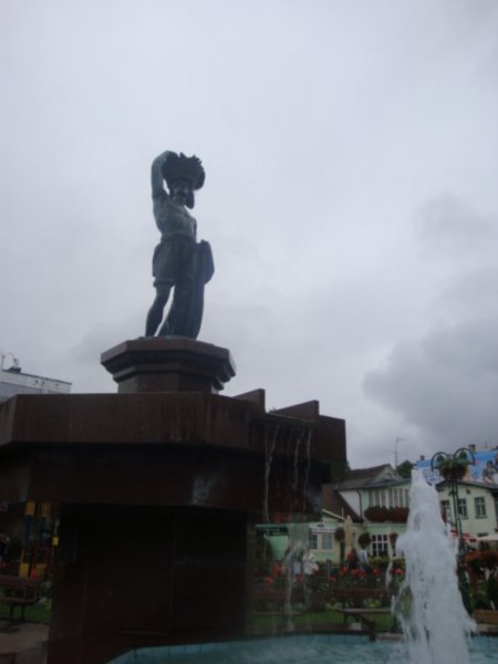 the main statue of a man with a net