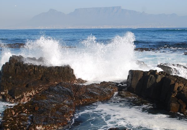 Rough surf pounds Robben Island