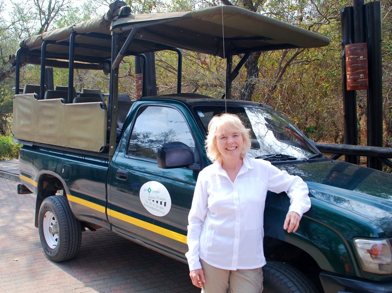 Me with open-air safari vehicle