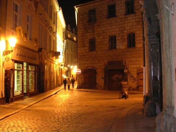 Winding streets of Old Town at night