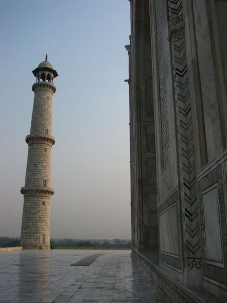 Minaret and the Taj in morning light