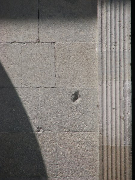 Bullet hole in the Presidential Palace