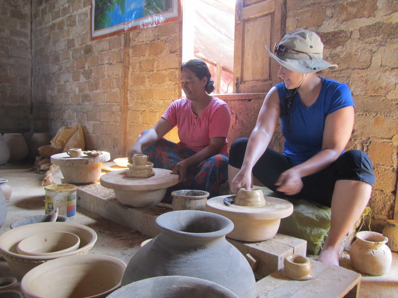 Katie making pots