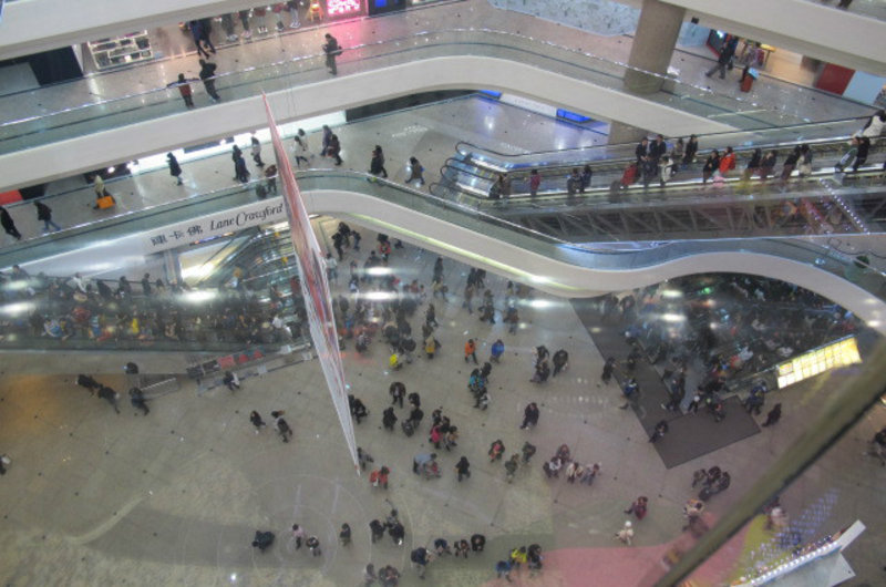 View from an elevator of a mall