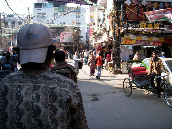 View from back of bicycle rickshaw
