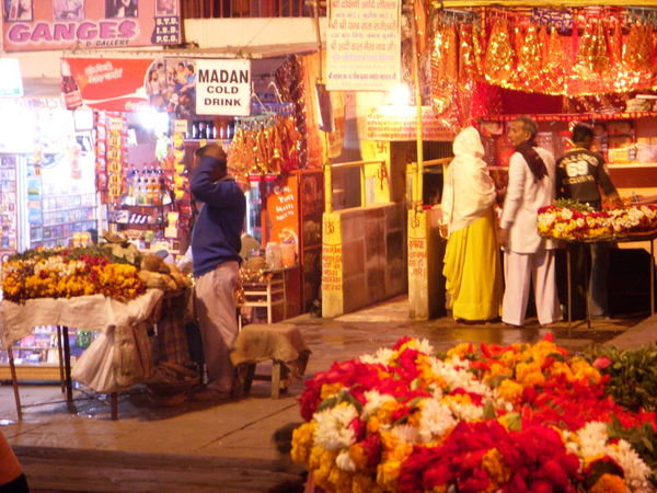 Selling flowers for night's ceremony