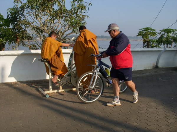 Monks working out