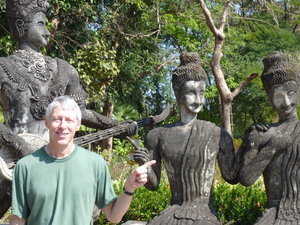 Steve joining the Buddhas pointing to the Moon