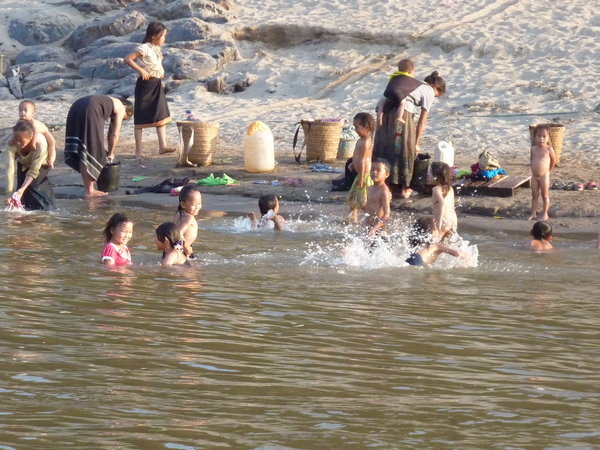 Kids playing in the Mekong