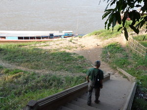 Steve leading the way as we go down to catch a sunset boat ride on the Mekong