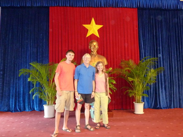 Posing in front of Ho Chi Minh