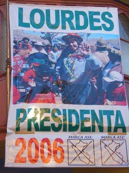 Adv for the Lourdes presidential candidate (with noisy supporters in the streets that same night)