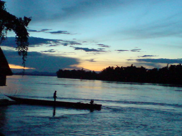 Laos Sunset life on the river