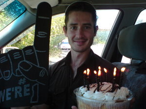 Dan with his Birthday pressie and cake!