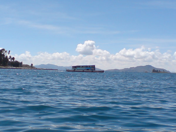 Our bus crossing Lake Titicaca