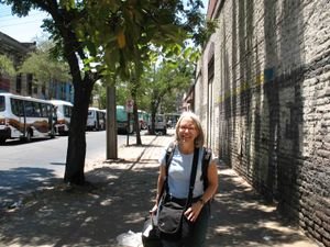 Kathy on the Streets of Santiago