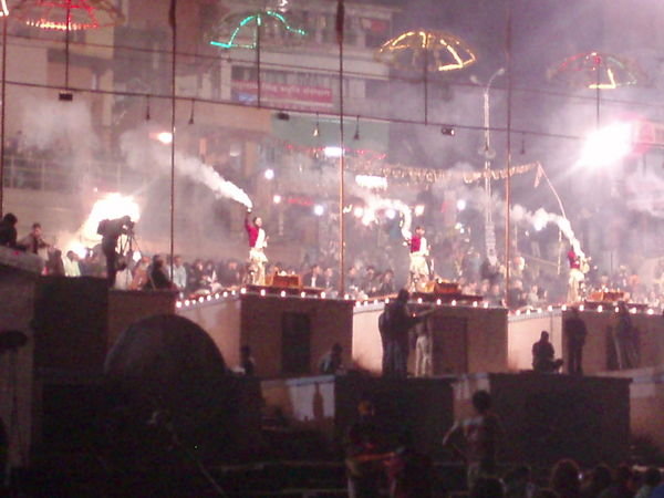 Religious ceremony on the ghats at Varanasi