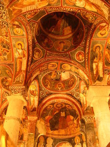 inside a Byzantine cave church in Kapadokya