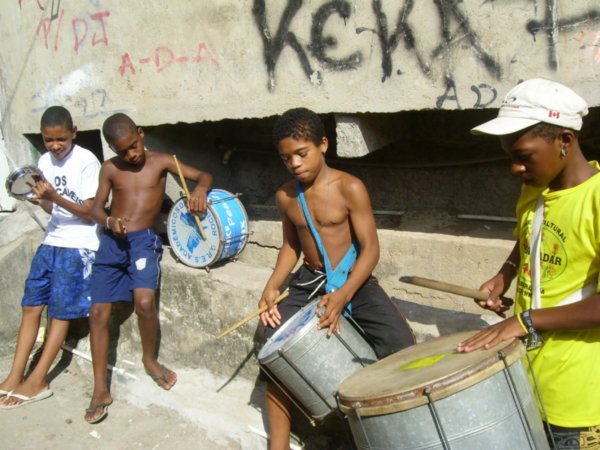 Kids playing their drums