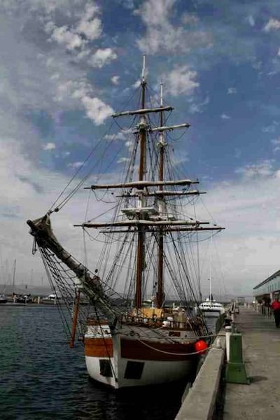 Square rigger at tthe wharf