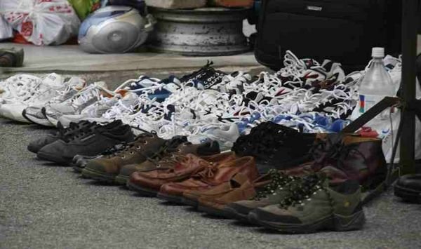 Second hand shoes in the market