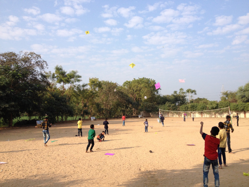 Some of the kids flying their kites
