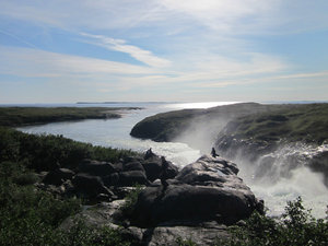 Nastapoka falls and Hudson Bay
