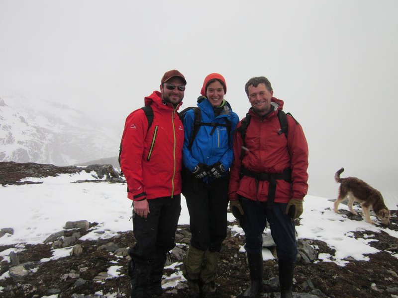 JF, Cat and Angus (and Choco) at the summit