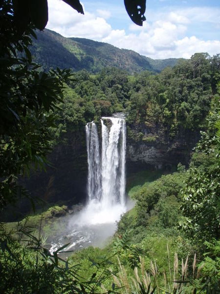 Waterfall cascading from the Bolaven Plateau