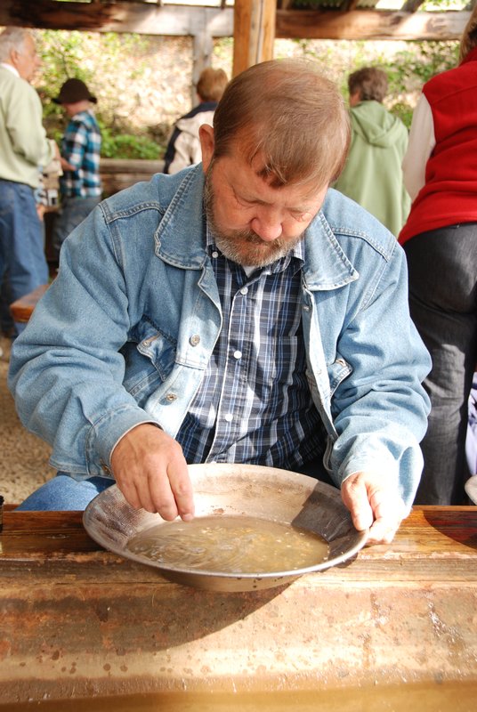 Dad panning for gold