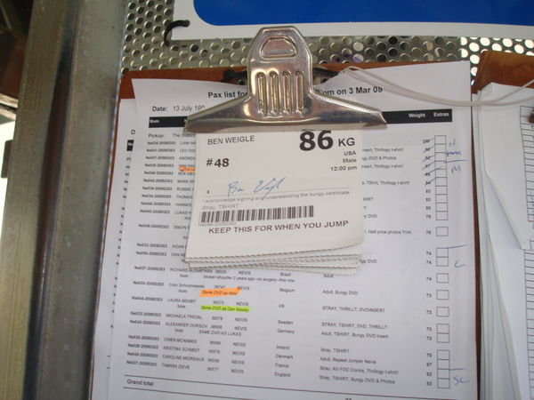 My ticket for the Nevis Bungy