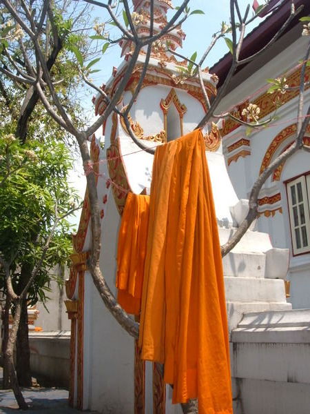 monks robes hanging to dry