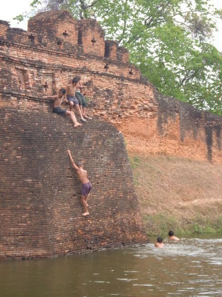 playing in the Chiang Mai moat