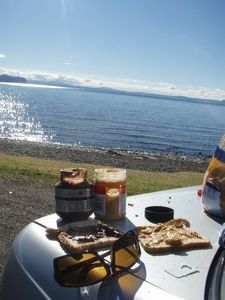 Lunch on the boot of the Pulsar