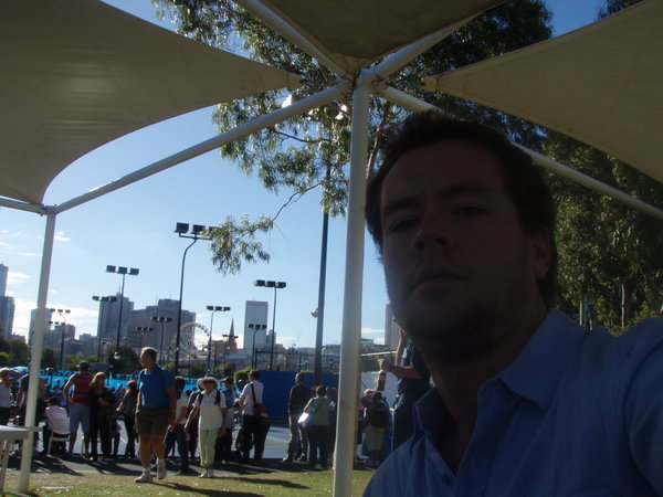 Finding some much needed shade at the Australia Open