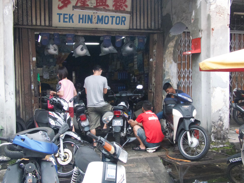 A motorbike repair shop