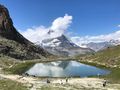 Perfect picnic spot with the Matterhorn reflection in the lake 