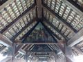 Intricate wooden roof and paintings on the Chaple bridge