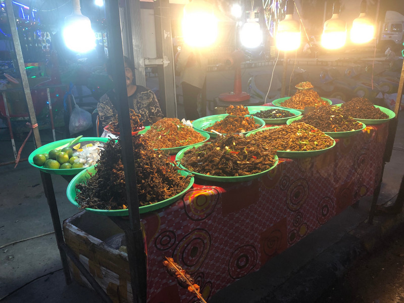 Market food stall including insects