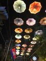 The colourful umbrella lights above Pub Street 