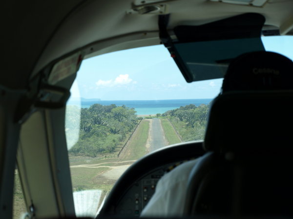 Approaching the runway at Bahia Drake