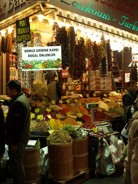 Typical stall in the spice market