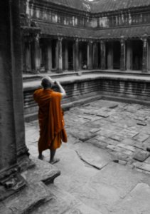 Monk Enjoying Angkor 